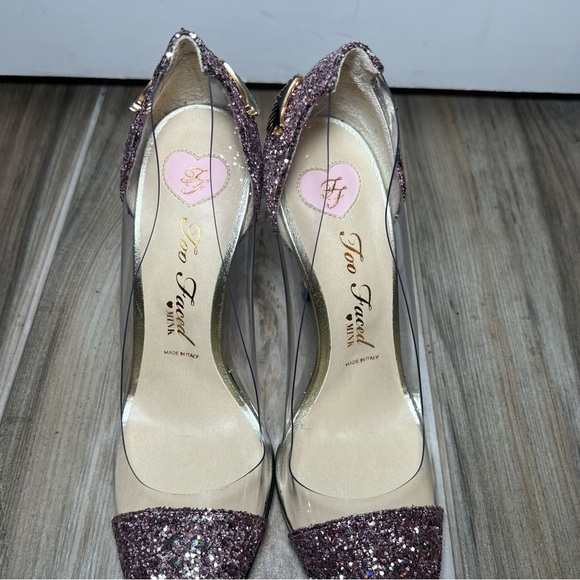 Too Faced Mink Made in Italy Better Than Set Pink Glitter Stiletto Heels Size 10 - Picture 6 of 14
